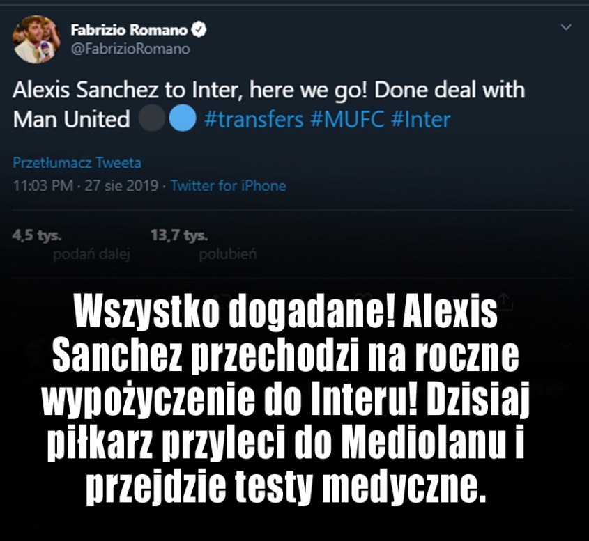 DOGADANE! Alexis Sanchez zostanie wypożyczony do Interu!